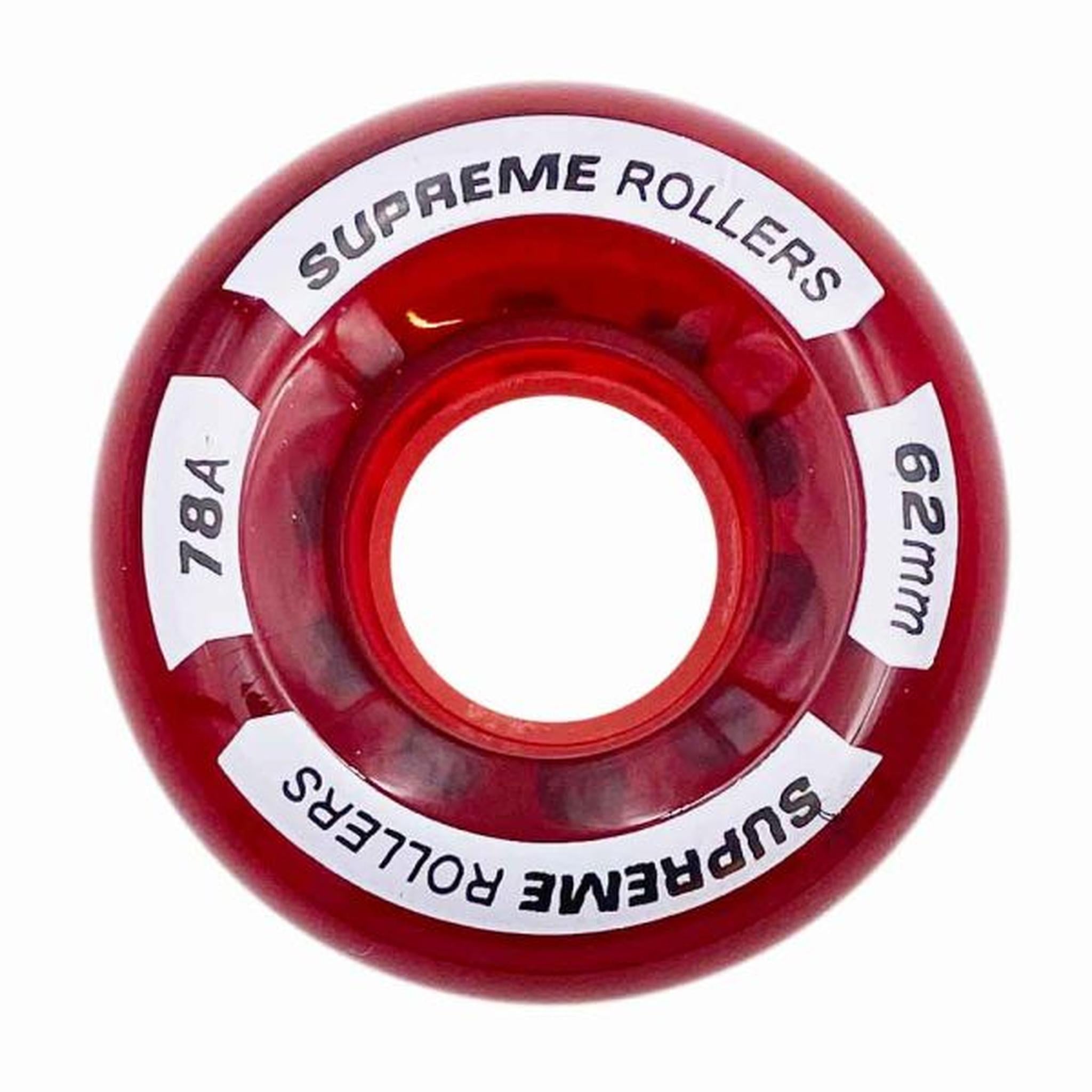 Supreme Rollers Quad Hjul 62mm/78A - Red-ScootWorld.dk