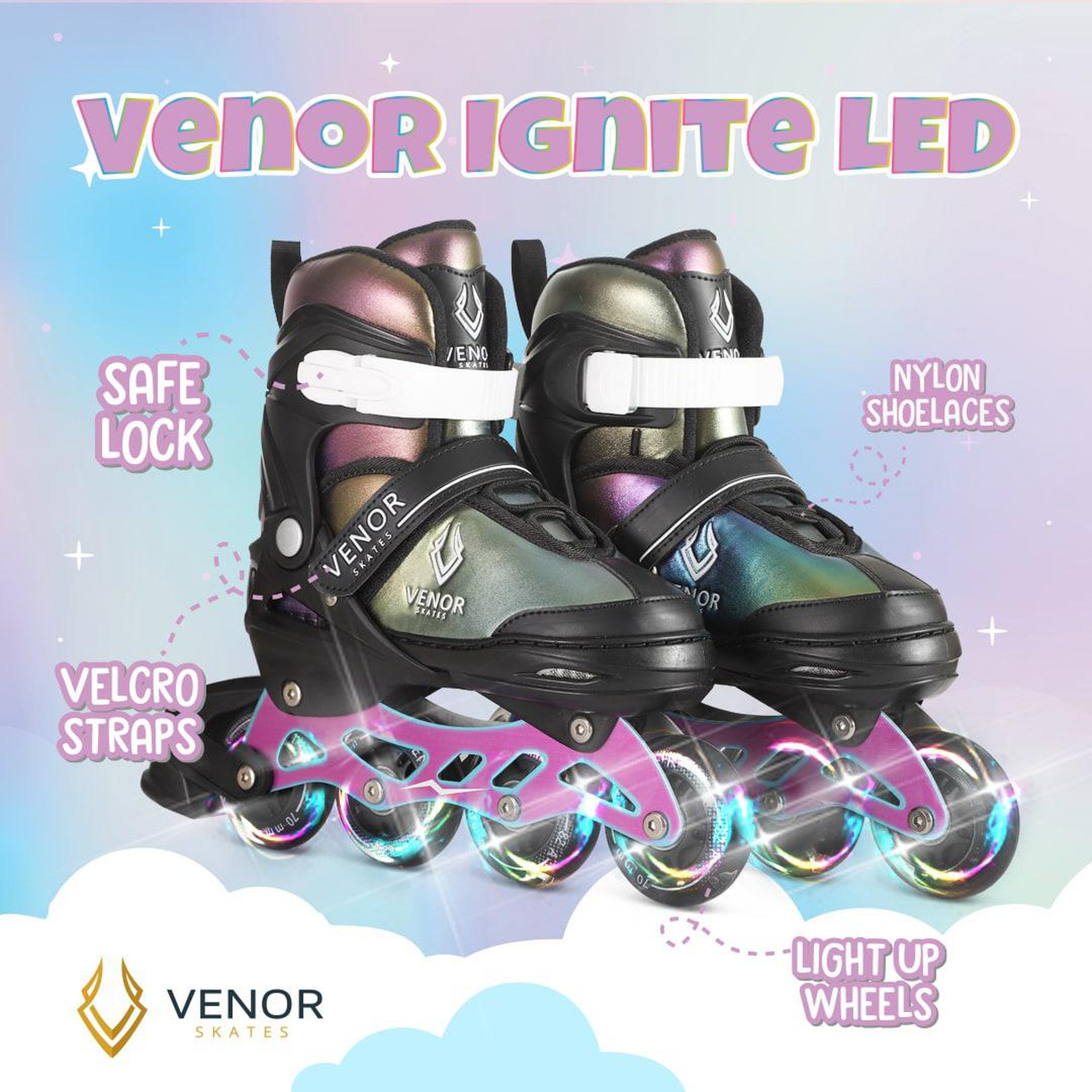 VENOR Ignite LED Inliners - Chameleon Rainbow-ScootWorld.dk