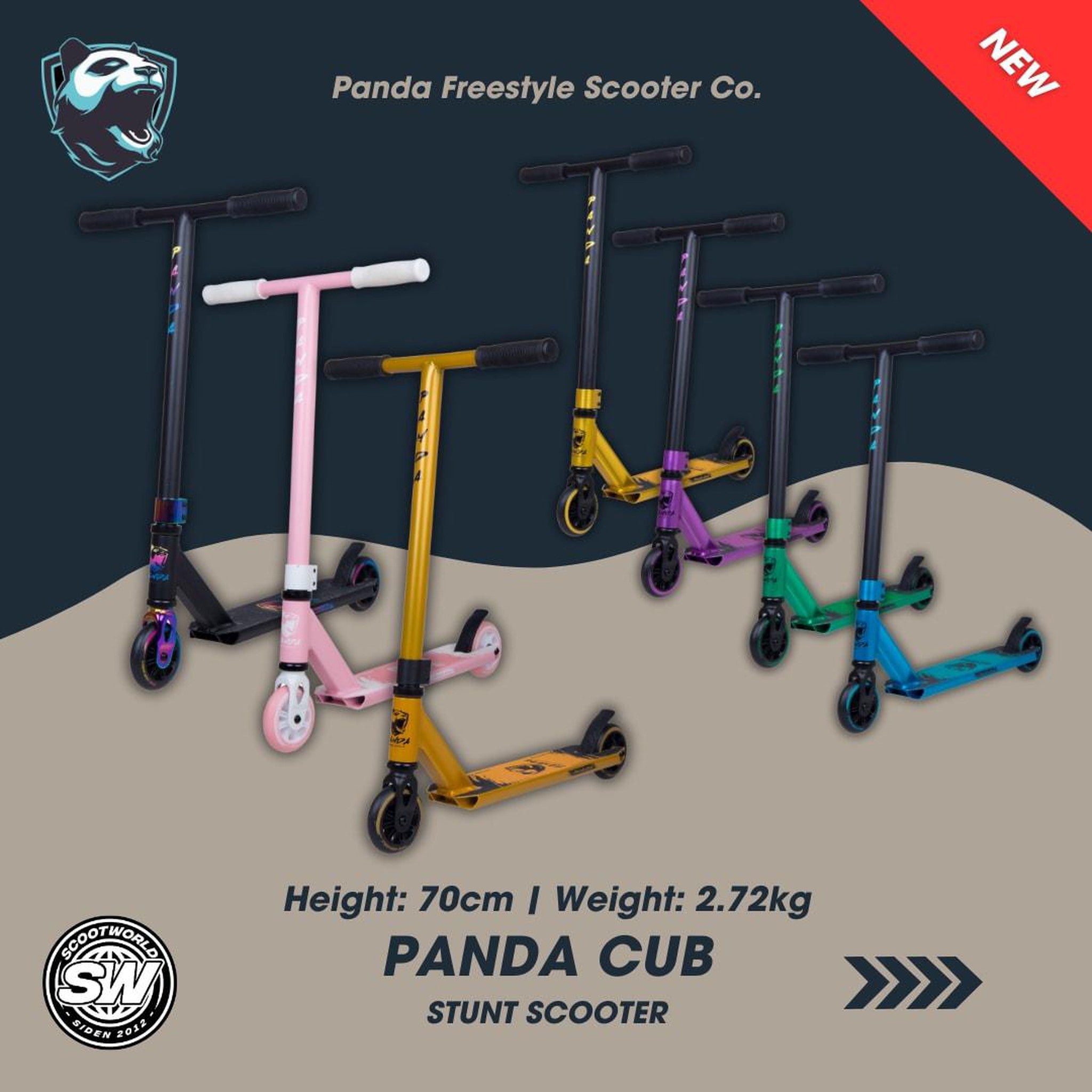 Panda Cub Trick Løbehjul - Black/Rainbow-ScootWorld.dk