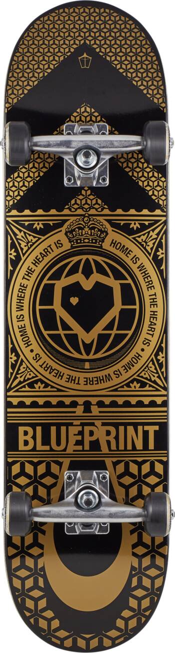 Blueprint Home Heart Skateboard completo - Black/Gold