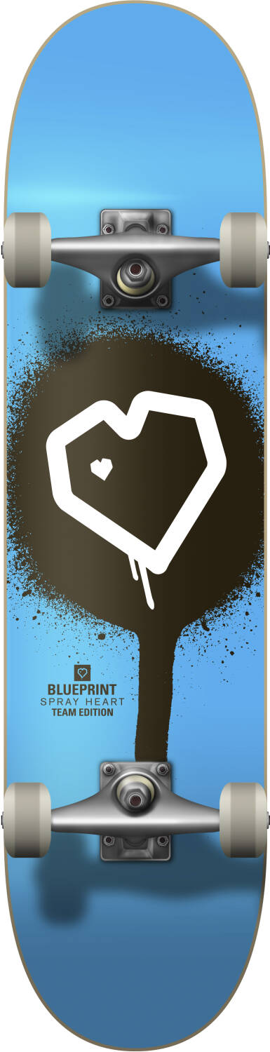 Blueprint Spray Heart V2 Skateboard completo - Blue/Black/White