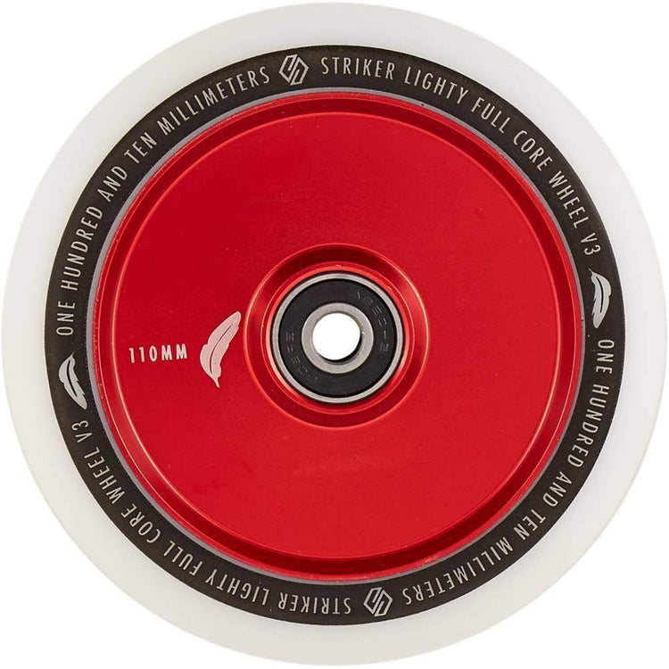 Striker Lighty Fullcore V3 Hvid PU 110mm Hjul Til Løbehjul - Red-ScootWorld.dk