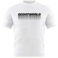 ScootWorld Repeat Logo Tshirt - White-ScootWorld.dk