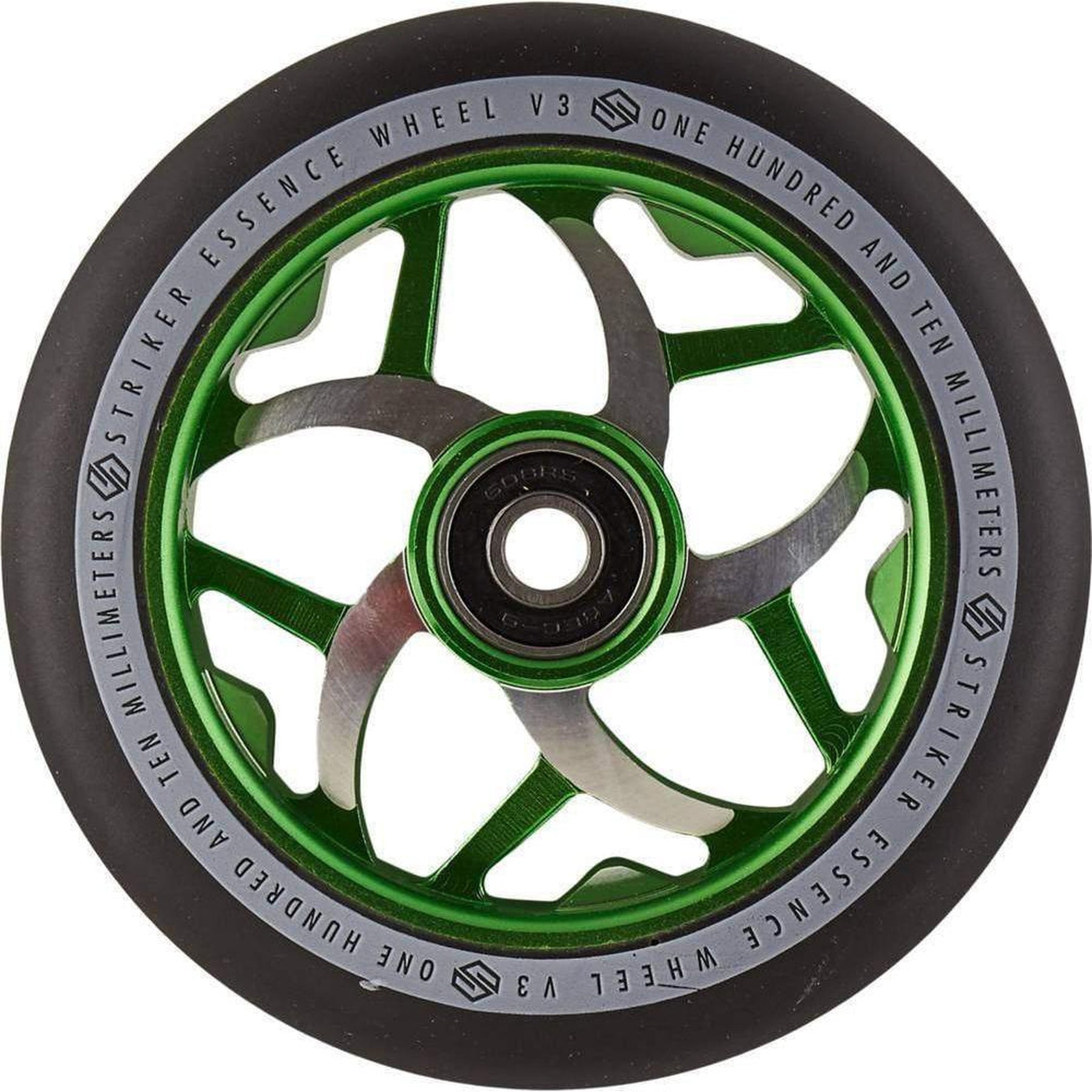 Striker Essence V3 Sort PU 110mm Hjul Til Løbehjul - Green-ScootWorld.dk