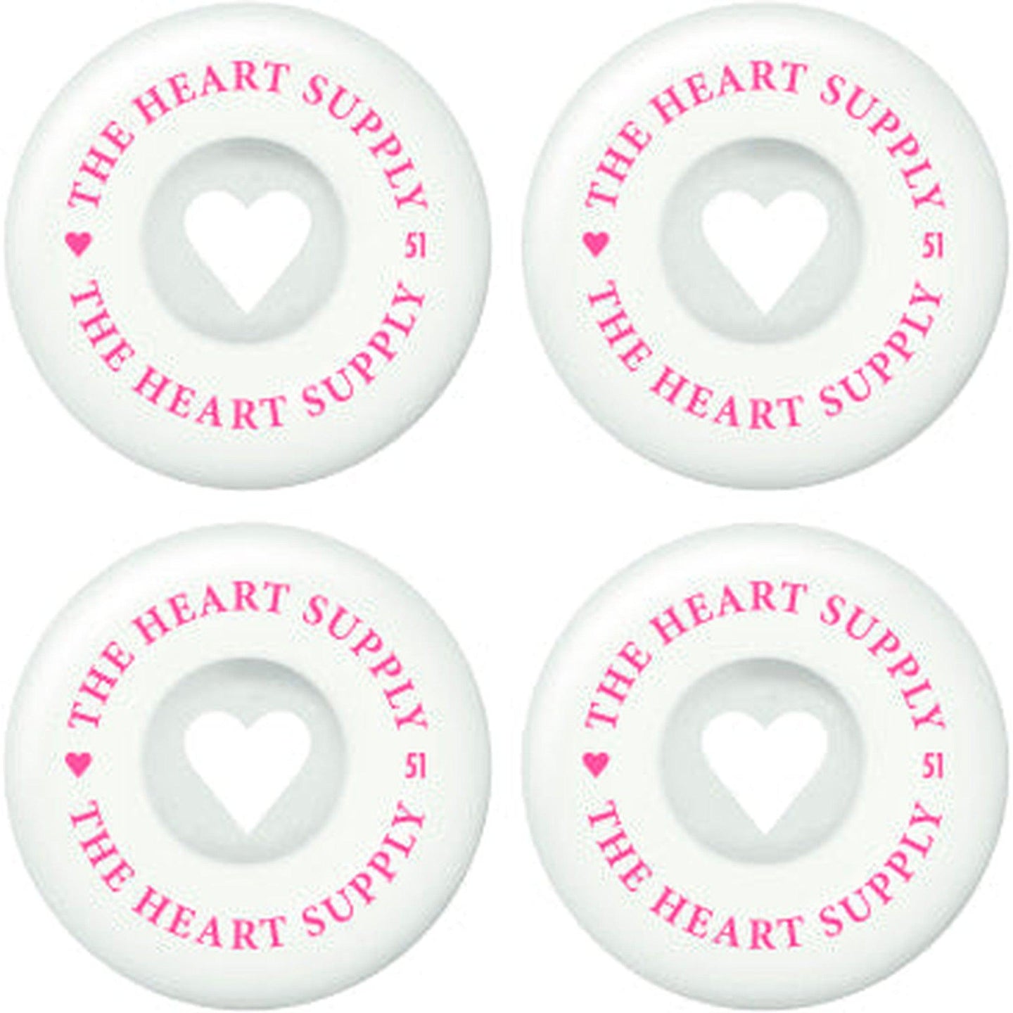 Heart Supply Clean Heart 99A Skateboard Hjul 4-Pak - White/Pink-ScootWorld.dk