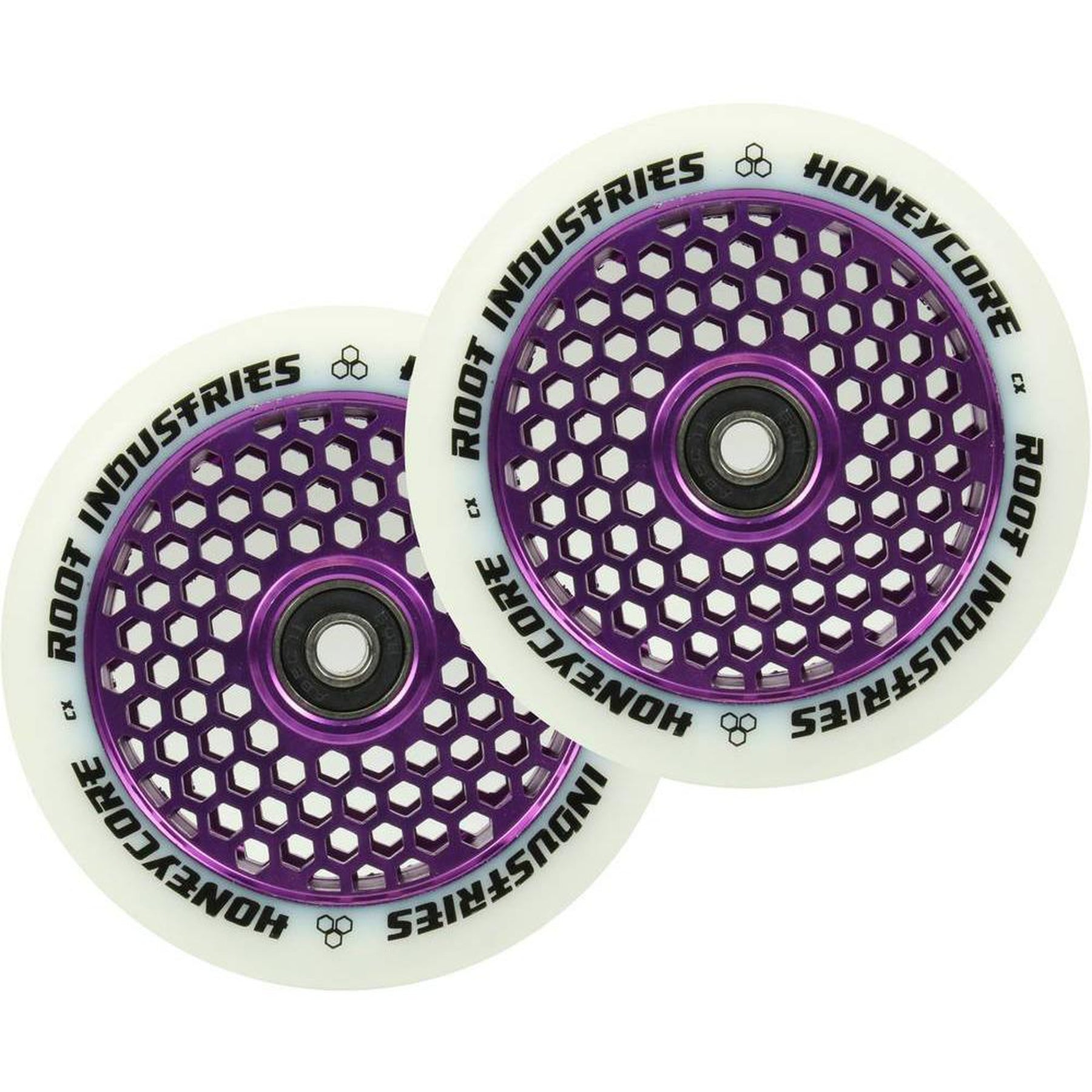 Root Honeycore Hvid 110mm Hjul Til Løbehjul 2-pak - Purple-ScootWorld.dk