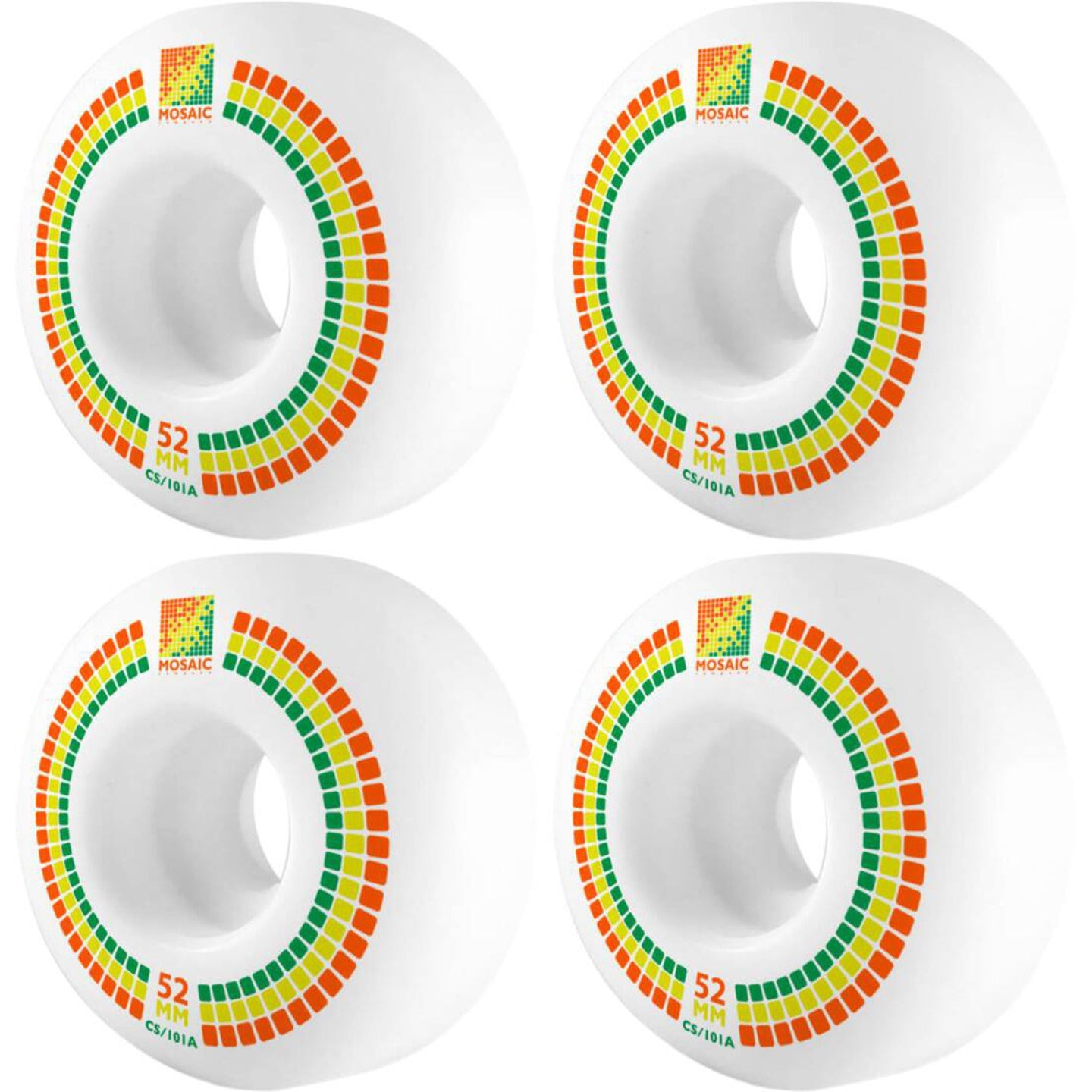 Mosaic CS Classic 101A Skateboard Hjul 4-Pak - White/Orange/Yellow-ScootWorld.dk